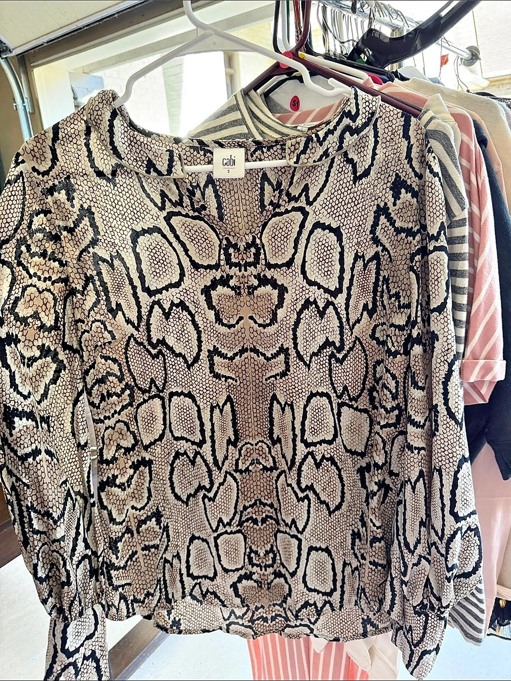 Cabi Bethany Blouse Animal Print Brown & Black Small